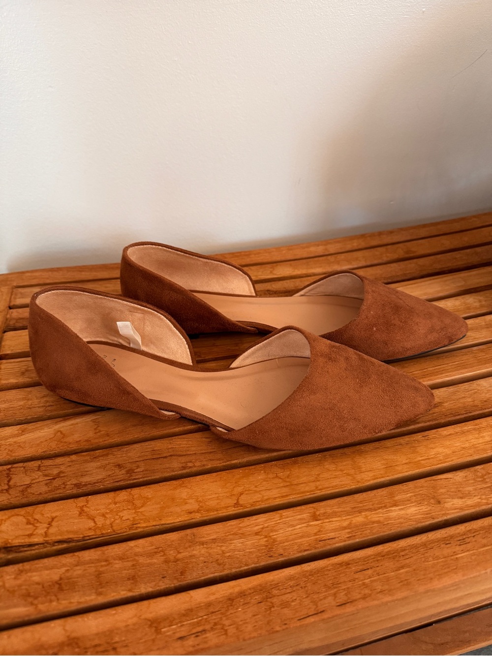 a new day Pointed D’Orsay Flats in Brown Suede Size 8